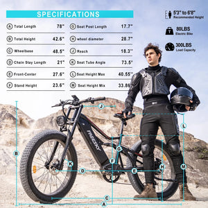 FREESKY Swifthorse X - 6e 1000 w Mountain Ebike 4 Fat Tire Electric Fat Tire Mountain eBike - Mountain eBike - FREES|MOUNT|GREEN|0096 eBike Super Shop