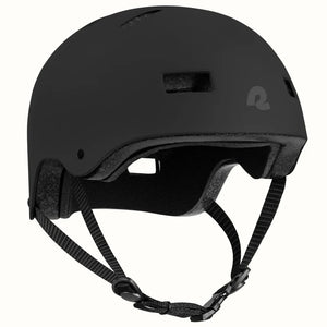 Matte black Retrospec Dakota eBike and skate helmet, side view, with ventilation holes and adjustable straps