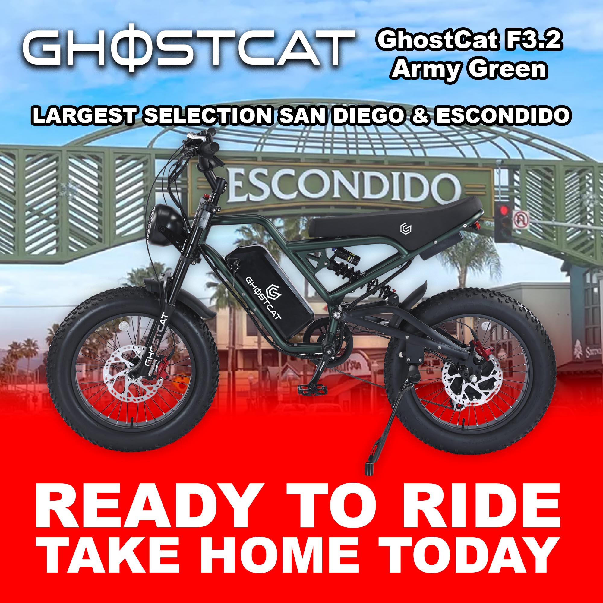 eMOTO GHOSTCAT F3.2 - Army Green - Ready to Ride