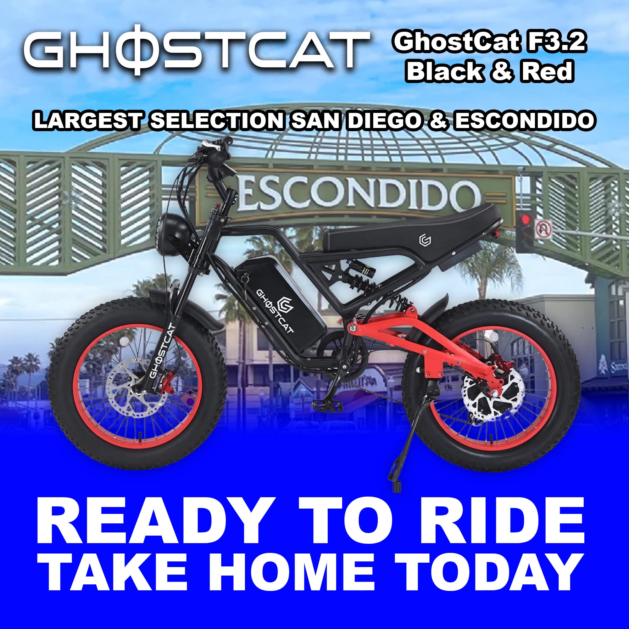 eMOTO GHOSTCAT F3.2 - Black & Red - Ready to Ride