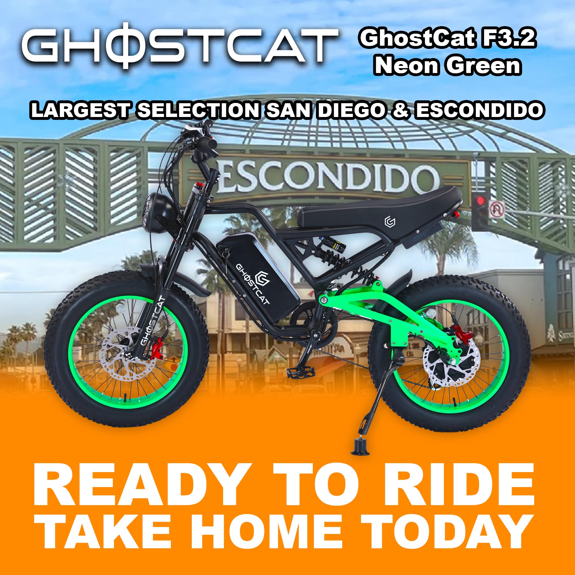 eMOTO GHOSTCAT F3.2 - Neon Green - Ready to Ride