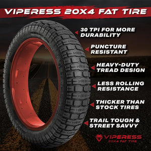 HEB VIPERESS Fat Tire 20x4 (Includes 1 Tire/ 1 Tube - Parts - sku - 50741989671213 eBike Super Shop