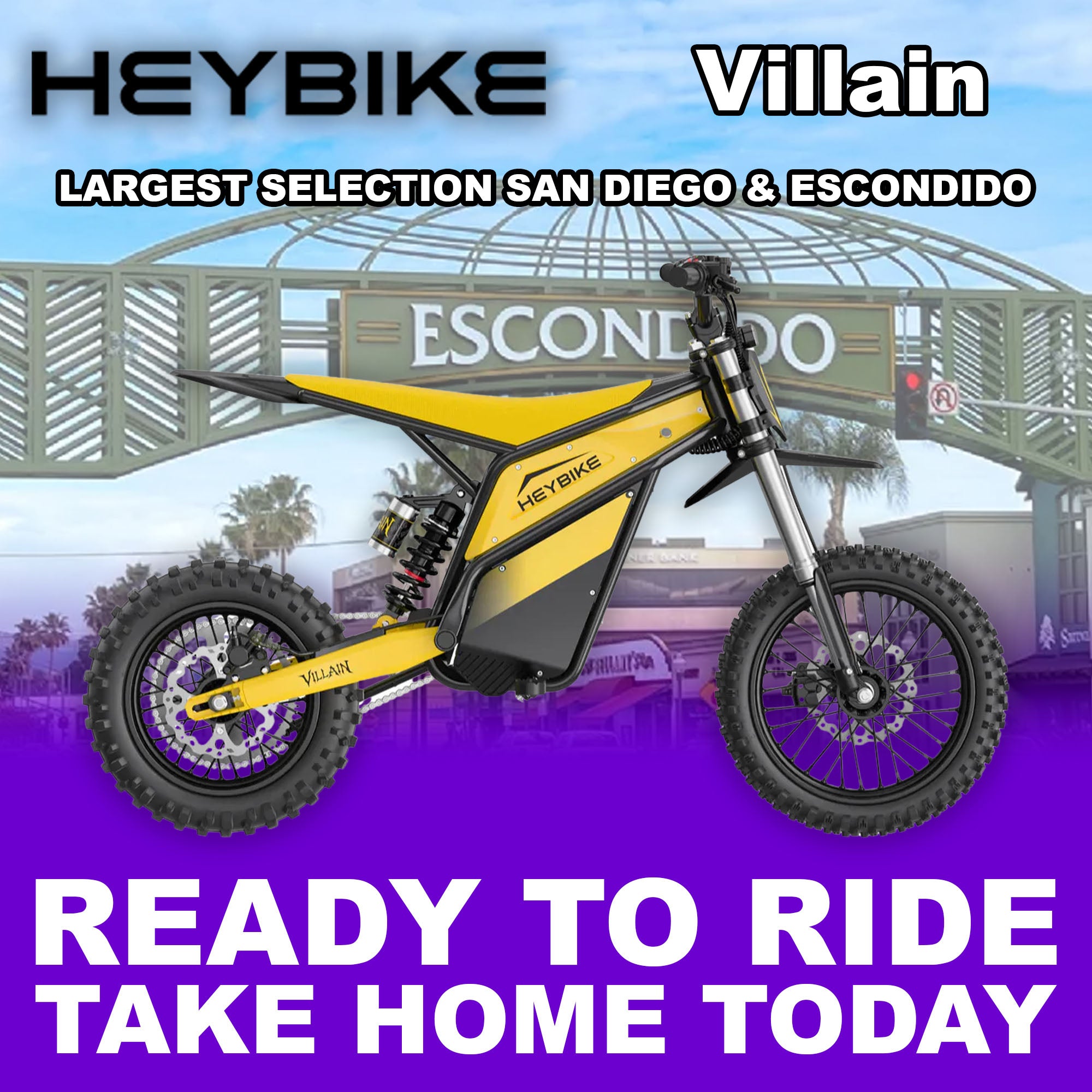 eMOTO Heybike Villain - Yellow - Ready to Ride