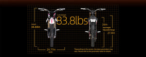 eMOTO Surron Hyper Bee Electric Bike, lightweight off-road model with 5kW motor, shown in side profile against a plain background