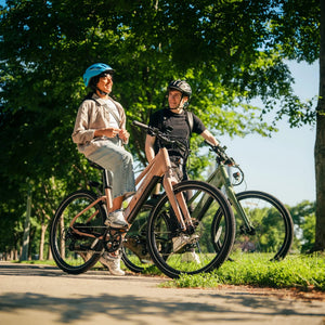 Lectric XPress Lite electric bike in Toasted Marshmallow color, side view, model 4