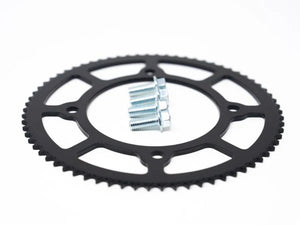 eMOTO Sprocket Ebox 1 and 2 219H pitch rear sprocket, product image showing metal sprocket with evenly spaced teeth and central mounting holes