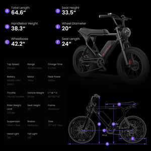 MACFOX X2 Electric Fat Tire Mountain eBike - Step Over 750 w Electric e - Moto Style eBike - AVAILABLE NOW - Moto Style Bike - MACFO|DUALBROWN|2356 eBike Super Shop