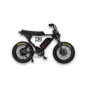 MACFOX X2 Electric Fat Tire Mountain eBike - Step Over 750 w Electric e - Moto Style eBike - AVAILABLE NOW - Moto Style Bike - Macfox - X2 - eBike - Black - Box eBike Super Shop