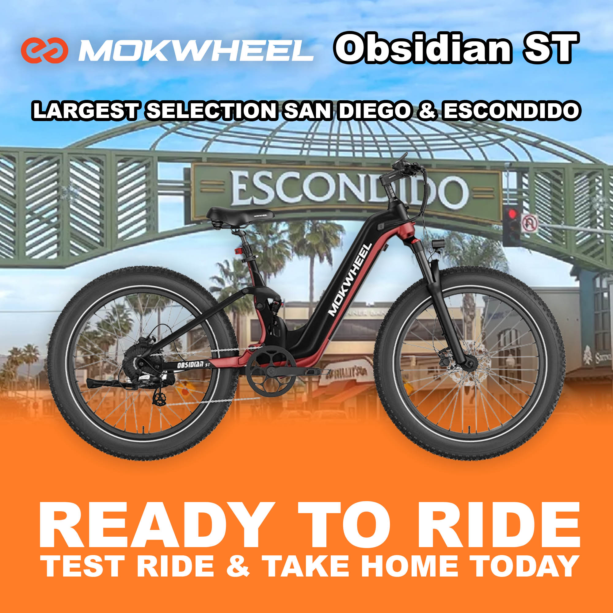 eBike Mokwheel Obsidian ST - Black & Red - Ready to Ride