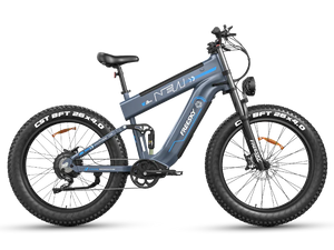Blue Freesky Alaska Pro M-520 electric bike, side view, on a white background