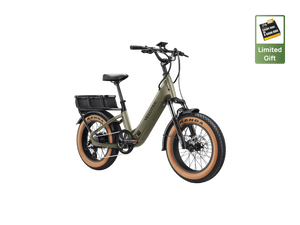 Velotric GoMad eBike in Sage color, side view, showcasing its frame, wheels, and battery.