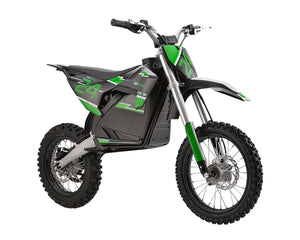 A black eMOTO eBike Drift Hero 2500w dirt bike with rugged tires, sturdy frame, and sporty design, displayed on a white background.