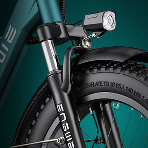 ENGWE L20 2.0 electric bike in black, shown from a side angle with a step-through frame, front basket, rear rack, and fat tires, displayed on a white background.