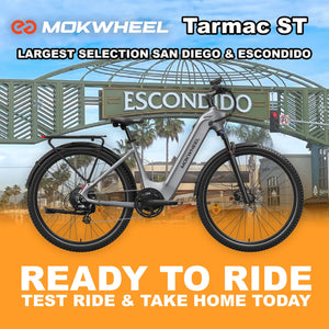 eBike Mokwheel Tarmac ST in Smoke Grey, ready to ride, product image showing the bicycle in side profile, model R2R Grey, SKU 810206241974