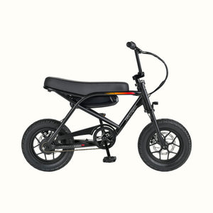 Retrospec Valen Rev 14 electric bike in matte black, side view, against a white background