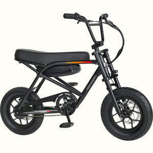 Retrospec Valen Rev 14 electric bike in matte black, side view, against a white background