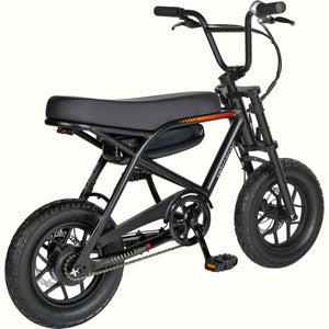 Retrospec Valen Rev 14 electric bike in matte black, side view, against a white background