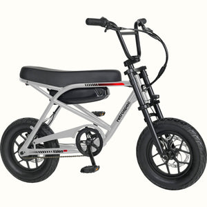 Retrospec Valen Rev 14 electric bike in slate gray, side view, against a white background