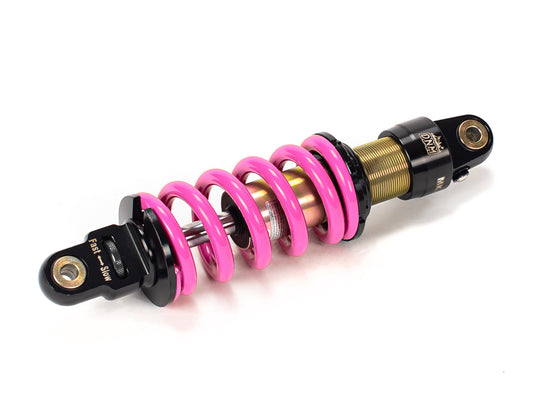 Stomp Ebox DNM 270mm rear shock absorber, black and silver, shown against a white background.