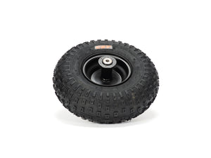 Stomp Ebox Dragster rear wheel with mounted tire, side view, showing tread pattern and alloy rim design.