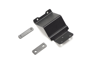Stomp Ebox Mud Flap Fixing Plate shown from a side angle, displaying its metal construction and mounting holes.
