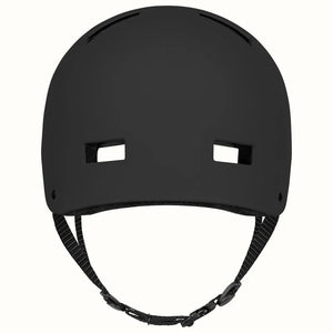 Matte black Retrospec Dakota eBike helmet with a smooth, rounded design and multiple ventilation holes, shown in product display.