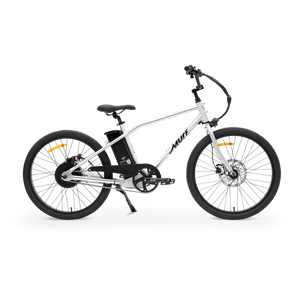 A black MURF Otis eBike with fat tires, front suspension fork, and rear cargo rack, displayed on a white background.