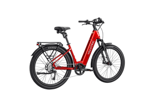 Side view of the Velotric Discover 3 eBike in white, showing its step-through frame, rear rack, and battery integrated into the downtube.
