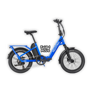 Velotric Fold 1 PLUS eBike in Electric Blue, folded and packaged inside its box