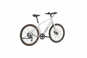 Velotric Tempo High Step eBike in Lightening Silver, side view, studio background