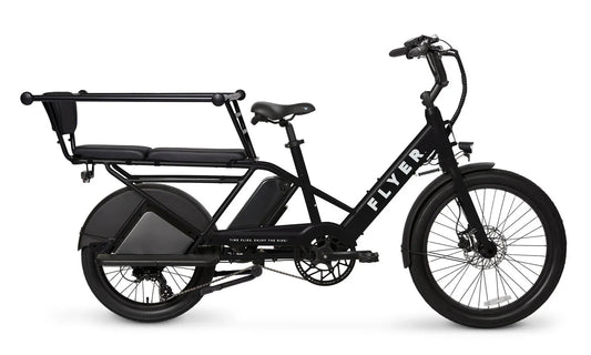Black RADIO FLYER Via 500w Step Thru electric cargo eBike with 24x2.4 street tires, product image, model 6797026