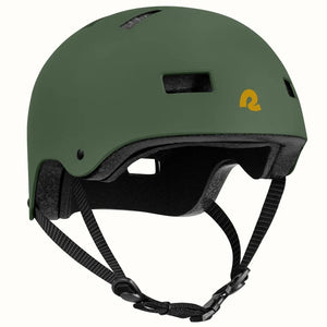 Matte forest green Retrospec Dakota eBike helmet shown from a side angle