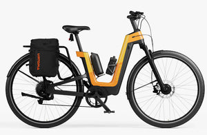 Side view of the Urtopia Carbon Fusion GT eBike in black, showcasing its sleek carbon fiber frame, integrated battery, and modern design against a plain background.