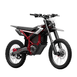 eMOTO Segway Xaber 300 electric dirt bike in Shred Velvet color, side view, parked on a plain background