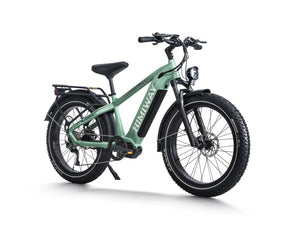 Green Himiway D5 Pro Step Over eBike side view, showcasing frame design, battery placement, and tires.
