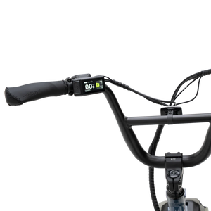 Side view of the Murf Higgs Plus eBike in a neutral setting, showcasing its sturdy frame, wide tires, and integrated battery.