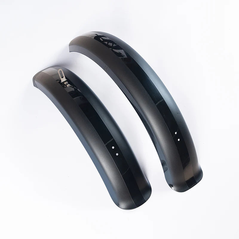 A set of black eBike fenders designed for the Macfox X1S and X2 models, displayed side by side on a white background.