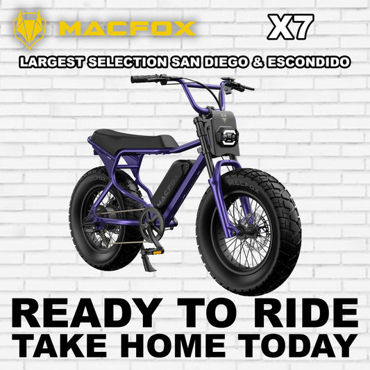 Macfox X7 eBike in Nebula Purple, side view, showcasing sleek frame and rugged tires