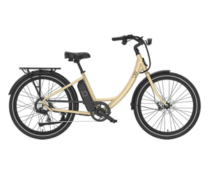 Blix Sol X electric beach cruiser eBike in cream color, step-over frame, 750W motor, commuter style, product image