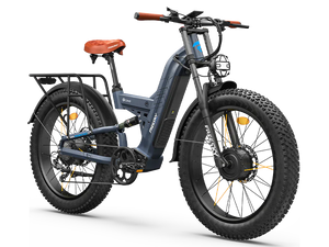 A black Freesky Warrior Pro M-530 electric mountain bike with fat tires, front suspension, and a rear rack, displayed on a white background.