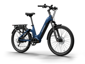 Himiway A7 eBike in Midnight Blue, side view, showcasing frame, wheels, and battery