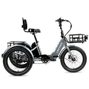 LECTRIC Electric XP Trike 500W 48V folding fat tire eBike, black, displayed in store