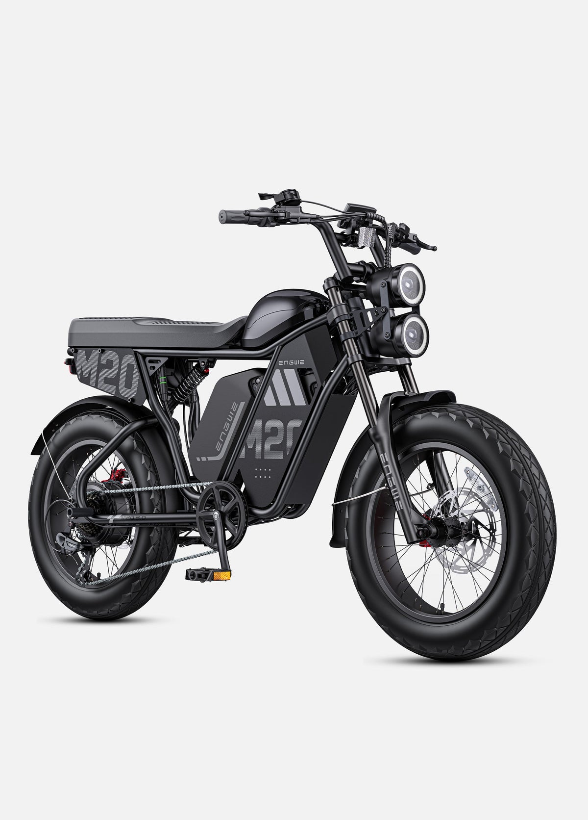 Engwe M20 3.0 moped-style electric bike in Black, dual battery