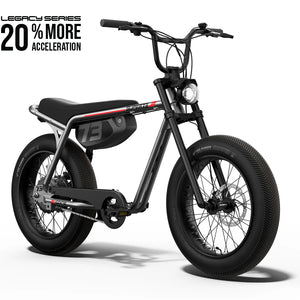 Side view of the Super73 Z Miami Core electric bike in a studio setting, showcasing its compact frame, thick tires, and minimalist design.