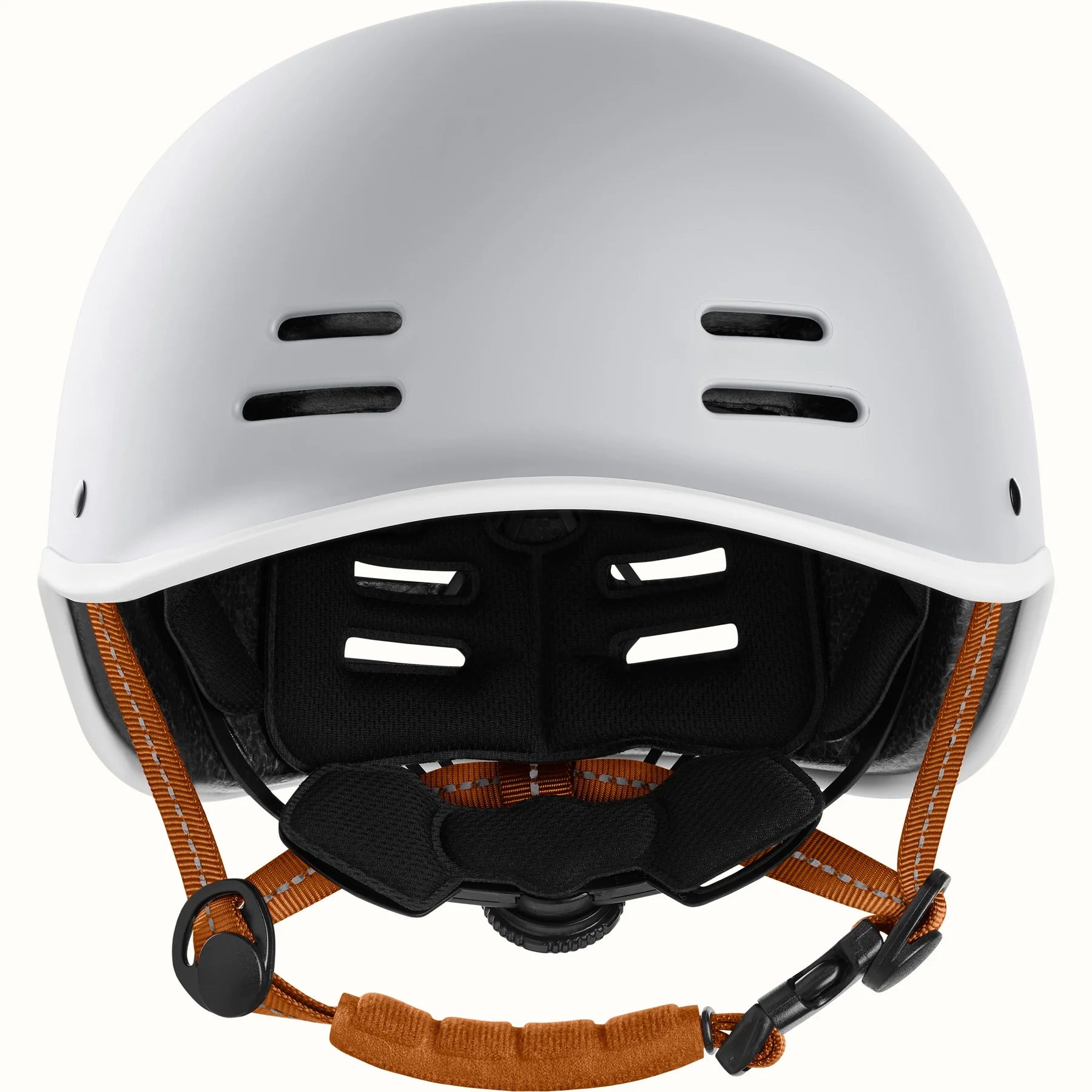 Matte bone Retrospec Remi eBike helmet, side view, with adjustable straps and ventilation holes