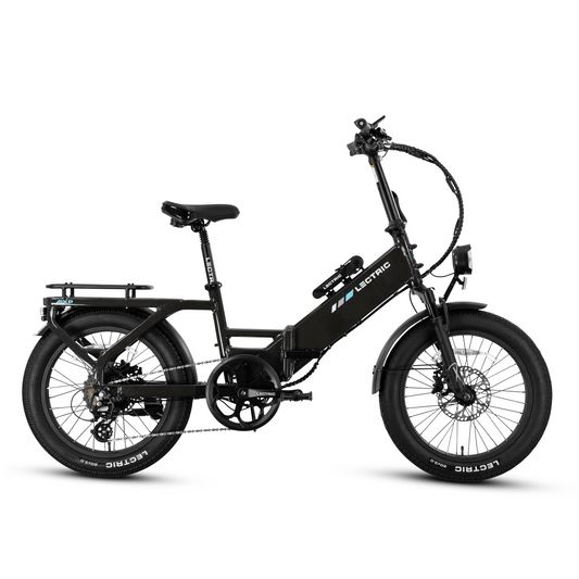 A Tempest Grey LECTRIC XP4 750W Step-Through eBike, side view, displayed against a plain background.