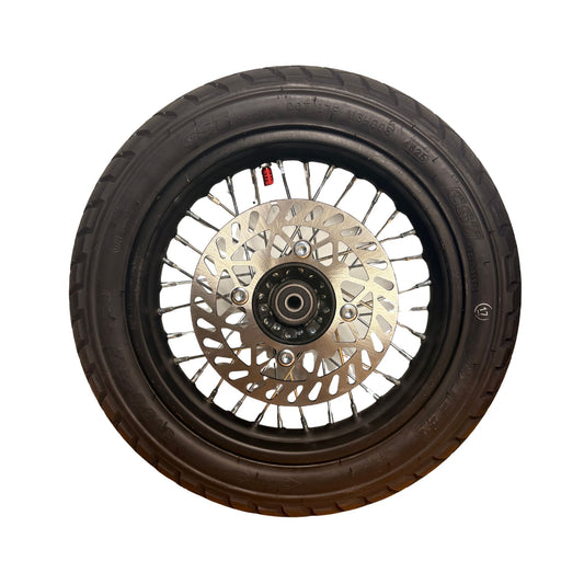 eMOTO Wheel Assembly 12" - 80/100-12 Super Moto Tire - Rim with Tire, Tube, & Rotor
