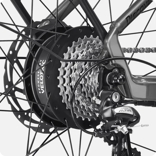 Side view of the Velotric Discover 2 eBike in white, showcasing its step-through frame, rear rack, and integrated battery.