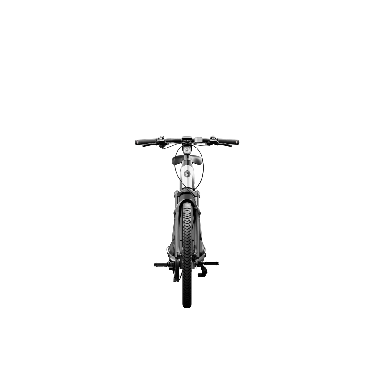A black Segway Myon eBike parked on a city street, showcasing its sleek frame, integrated battery, and modern design.