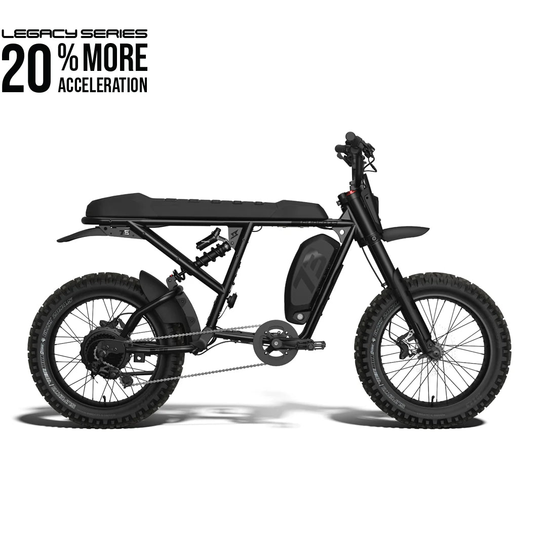 Super73 R Adventure Series SE electric bike in matte black, side view, displayed on a white background